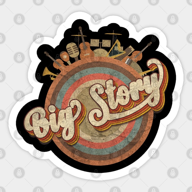 Tour Music Designs Vintage Retro - Big Story Sticker by kumurkumur